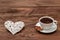 Coffee and heart as a token of love.