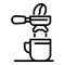 Coffee holder and cup icon, outline style