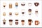 Coffee Hot And Cold Cocktails Menu Assortment Of Coffee Shop Cafe, Set Of Isolated Icons