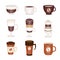 Coffee Hot And Cold Cocktails Menu Assortment Of Coffee Shop Cafe, Set Of Isolated Icons