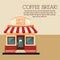 Coffee house break shop store icon.Vector graphic