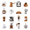 Coffee icons flat set