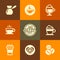 Coffee Icons Set in Flat Design Color Style.