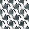 Coffee kettle seamless doodle pattern, vector color illustration