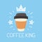 Coffee king vector cartoon flat and doodle illustration. Crown and stars icon