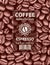 Coffee label with barcodes and coffee beans