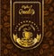 Coffee label design over vintage pattern background