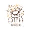 Coffee label original design, hand drawn vector Illustration in brown colors