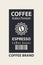 Coffee labels with cups, barcodes and coffee beans