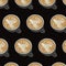 Coffee latte art seamless pattern, vector illustration