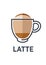 Coffee latte drink cup vector flat icon for cafe takeaway