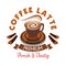 Coffee Latte label. Premium fresh and tasty