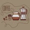 Coffee line icon art cup bean jug jar grinder