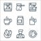 Coffee line icons. linear set. quality vector line set such as coffee cup, barista, coffee beans, hot bean, hot machine, maker