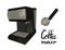 Coffee machine with portafilter. Lettering coffee maker