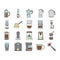 Coffee Make Machine And Accessory Icons Set Vector .