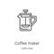 coffee maker icon vector from coffe shop collection. Thin line coffee maker outline icon vector illustration. Linear symbol for