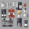 Coffee maker machines, cafe barista brewing tools