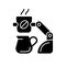 Coffee making robot black glyph icon