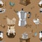 Coffee making seamless pattern