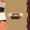 Coffee market, kettle maker grind seeds template design