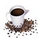 Coffee in Measure Cup with Coffee Beans