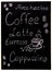 Coffee menu on black background, vintage style stylized drawning with chalk on blackboard.