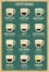 Coffee menu icon set. Coffee beverages types and preparation ristretto, espresso, americano, macchiato, latte, cappuccino, vienna,