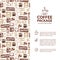 Coffee Menu or Package Concept. Infographics Banner. Vector Icons for Promotion and Advertising Vacation Business