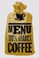 Coffee menu. Typographic retro poster for restaurant, cafe or coffeehouse. Vector illustration.