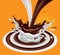 Coffee with milk. Splash effect.  3D vector. High detailed realistic illustration