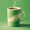 coffee in a mug with different shades of green, in the style of minimalist surrealist - 1