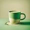 coffee in a mug with different shades of green, in the style of minimalist surrealist - 1
