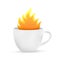 Coffee mug on fire concept illustration