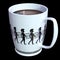 Coffee mug with spearmen border isolated on black