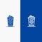 Coffee, Mug, Starbucks, Black Coffee Line and Glyph Solid icon Blue banner Line and Glyph Solid icon Blue banner