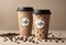 Coffee paper cup mockup, coffee paper mug mock up cover, close-up image