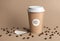 Coffee paper cup mockup, coffee paper mug mock up cover, close-up image, v1
