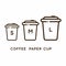 Coffee paper cup in small, medium, and large size vector