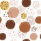 Coffee pattern abstract seamless vector brown pattern with hand drawn round elements