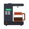 Coffee percolator vector icon drink espresso cup. Maker caffeine machine french press. Bean equipment flat isolated