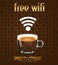 Coffee poster with free wifi message in vector eps
