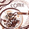 Coffee poster with hand drawn coffee mill in sketch style