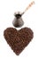Coffee pot and coffee beans
