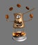 Coffee pot on fire. Cartoon 3D render
