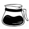 Coffee pot icon. Cartoon glass pot with coffee line art, isolated on white. Container for cooking hot aromatic drinks. hot drink