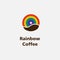 Coffee and Rainbow labels. Different logos, badges, emblems collection on white background. Vector illustration.