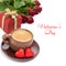 Coffee, red candy, gift and roses for Valentine\'s Day, isolated