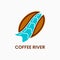 coffee and river logo concept. combination, simple, fresh, clean and flat style