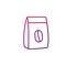 Coffee sacs outline icon. Bean package. Purple gradient symbol. Isolated vector illustration